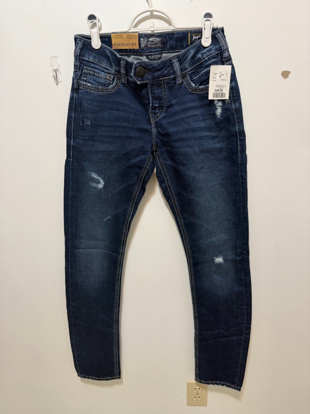 Dark Wash Distressed Jeans - Tuesday Fit